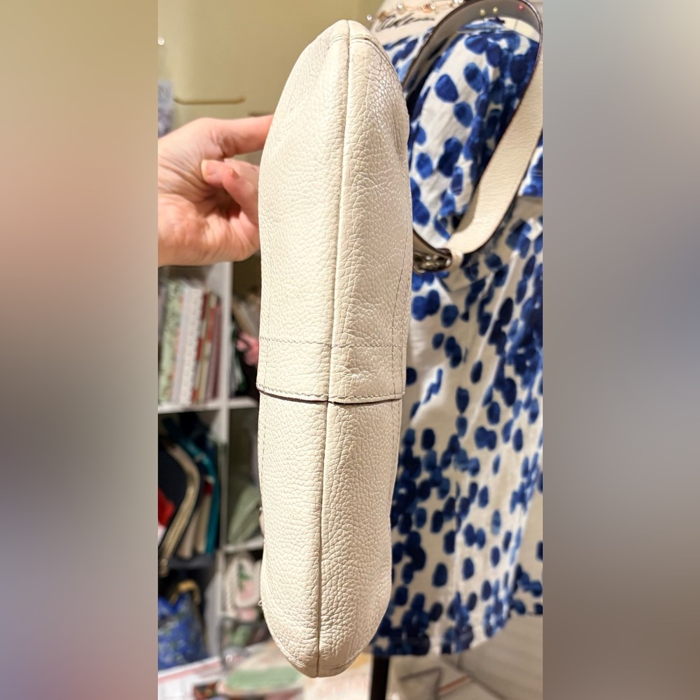 Coach Cream Leather Crossbody Bag with Silver Buckles - Picture 12 of 14